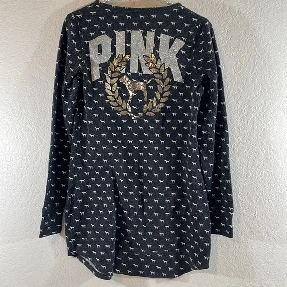 VICTORIA’S SECRET PINK Dog Print Long Sleeve Top Sleepwear Pajamas Size Small - Picture 6 of 12